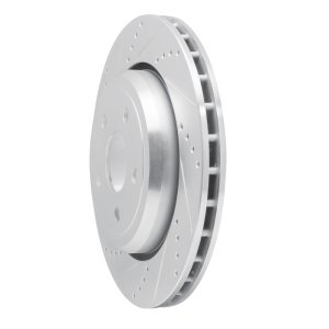 Dodge Durango Brake Rotor (1) - Rear Left - R1 Concepts - Drilled & Slotted - Silver - `12-`25